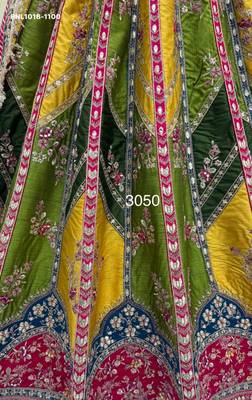 multicolor silk blend embroidered wedding lehenga choli 4