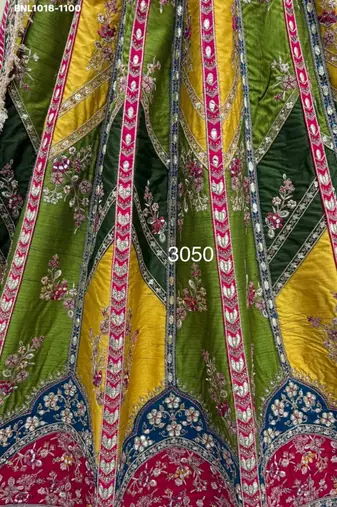 multicolor silk blend embroidered wedding lehenga choli