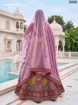 burgundy velvet embroidered bridal lehenga choli 3