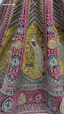 burgundy velvet embroidered bridal lehenga choli 4