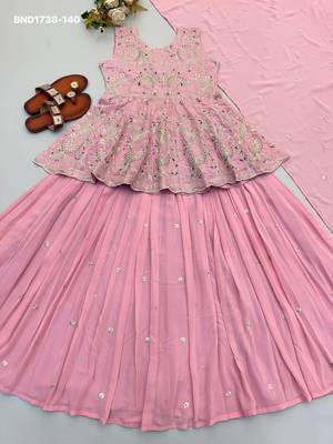baby pink faux georgette embroidered wedding lehenga choli 2