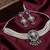 oxidized pearl choker necklace set with lotus motif mirror pendant & matching earrings   navratri festive wear