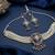 oxidized pearl choker necklace set with lotus motif mirror pendant & matching earrings   navratri festive wear