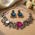 oxidised silver elephant choker necklace set with mirror & stone work for navratri & garba   ethnic jewellery