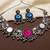 oxidised silver elephant choker necklace set with mirror & stone work for navratri & garba   ethnic jewellery