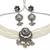 oxidized pearl choker necklace set with lotus motif mirror pendant & matching earrings   navratri festive wear