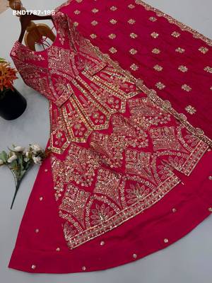 rani pink silk blend embroidered wedding lehenga choli 2