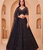 black net embroidered party lehenga choli