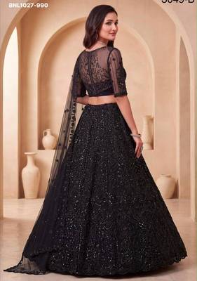 black net embroidered party lehenga choli 2