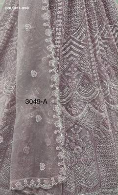 mauve net embroidered party lehenga choli 4