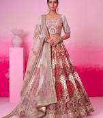 off white silk blend embroidered bridal lehenga choli