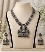 south indian temple jewelry set antique silver black haram necklace jhumka earrings ethnic bridal wedding jewelry