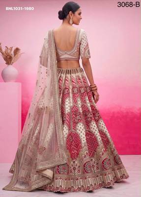 off white silk blend embroidered bridal lehenga choli 2