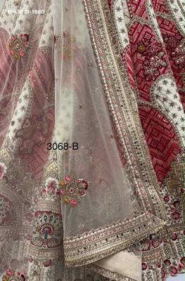 off white silk blend embroidered bridal lehenga choli 3