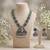 south indian temple jewelry set antique silver green haram necklace jhumka earrings ethnic bridal wedding jewelry