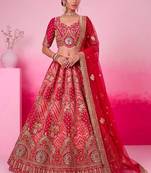 rani pink silk blend embroidered bridal lehenga choli