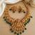 south indian temple jewelry set - goddess lakshmi necklace with jhumka earrings, green beads & pearls