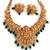 south indian temple jewelry set - goddess lakshmi necklace with jhumka earrings, green beads & pearls