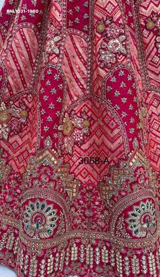 rani pink silk blend embroidered bridal lehenga choli 4