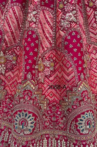 rani pink silk blend embroidered bridal lehenga choli