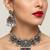 oxidised silver multicolor stone navratri jewellery set with maang tikka