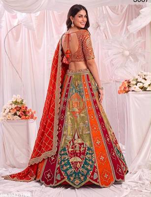 multicolor silk blend embroidered party lehenga choli 2
