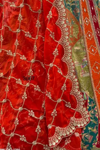 multicolor silk blend embroidered party lehenga choli