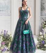 green organza printed festival lehenga choli