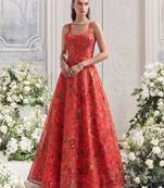 orange organza printed festival lehenga choli