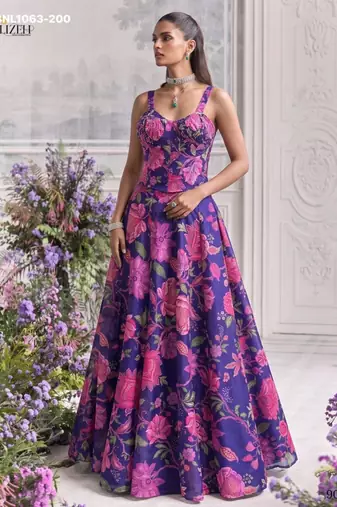 purple organza printed festival lehenga choli