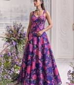 purple organza printed festival lehenga choli