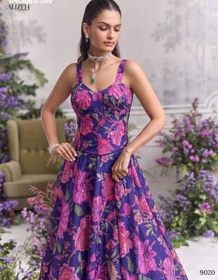 purple organza printed festival lehenga choli 2