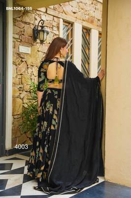 black crepe printed festival lehenga choli 3