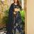 navy blue crepe printed festival lehenga choli