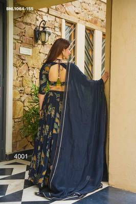 navy blue crepe printed festival lehenga choli 2