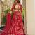 red crepe printed festival lehenga choli