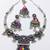 oxidised silver multicolor stone navratri jewellery set with maang tikka