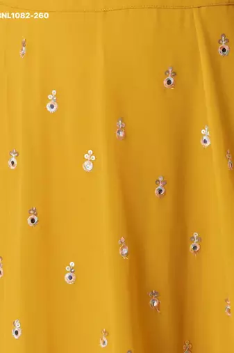 mustard georgette embroidered wedding lehenga choli