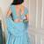 aqua blue georgette printed festival lehenga choli
