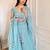 aqua blue georgette printed festival lehenga choli