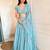 aqua blue georgette printed festival lehenga choli