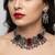 navratri special oxidised silver peacock jewellery set with multicolor stones   choker necklace & earrings