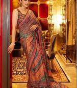 Ethnic Motifs Mirror Work Silk Blend Saree