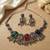 navratri special oxidised silver peacock jewellery set with multicolor stones   choker necklace & earrings