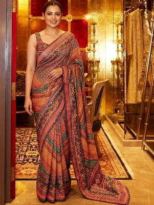Ethnic Motifs Mirror Work Silk Blend Saree 2