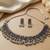 navratri special oxidised silver choker necklace & earrings set   traditional ethnic garba jewellery