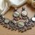 navratri oxidised silver mirror choker necklace set with elephant motif & earrings