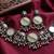 navratri oxidised silver mirror choker necklace set with elephant motif & earrings