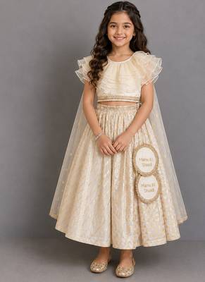 Off white chanderi organza lehenga set 1