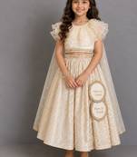 Off white chanderi organza lehenga set